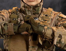 Soldier in tactical vest close-up